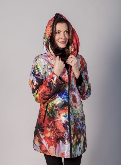 Reversible Artist Print Parisian With Pleated Hood