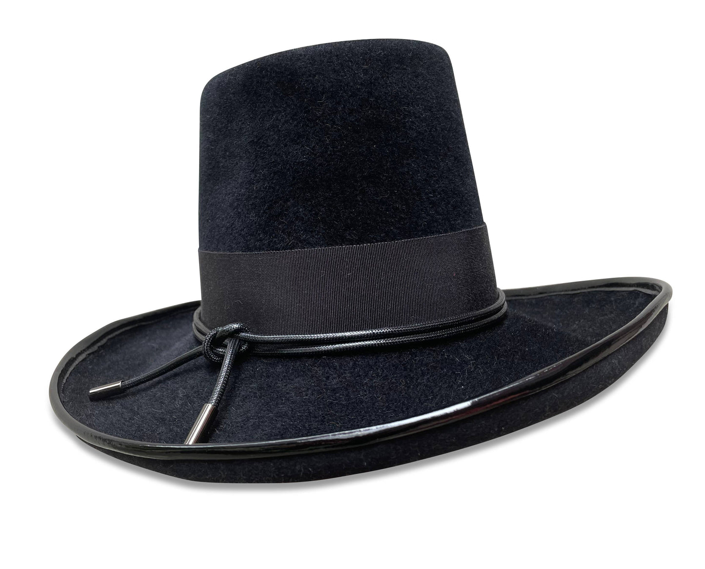 Black Felt Top Hat Felt Black Patent Leather Trim La Dolce Vita