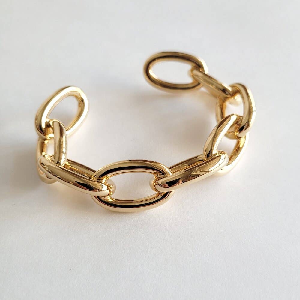 Gold plated love links cuff bangle bracelet