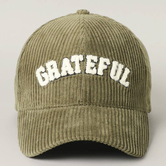 Fashion City - GRATEFUL 3D Embroidered Corduroy Baseball Cap