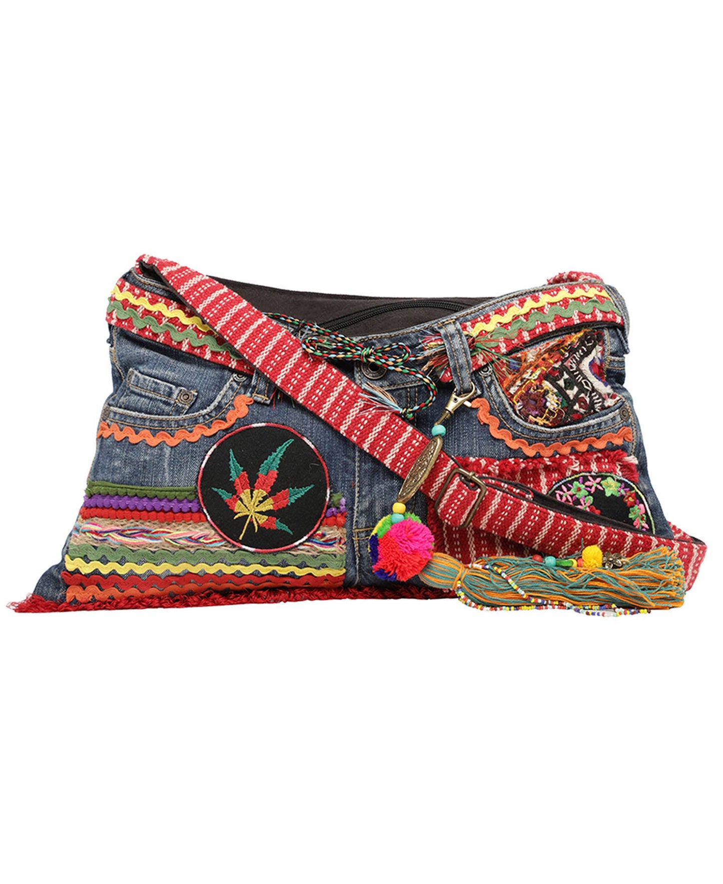 Embellished Denim Multi Utility Sling Bag for women-Onda