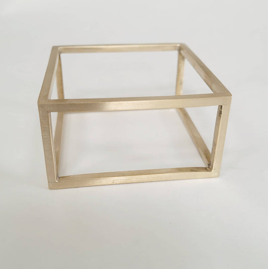 Cubism square modern brass cube bangle bracelet