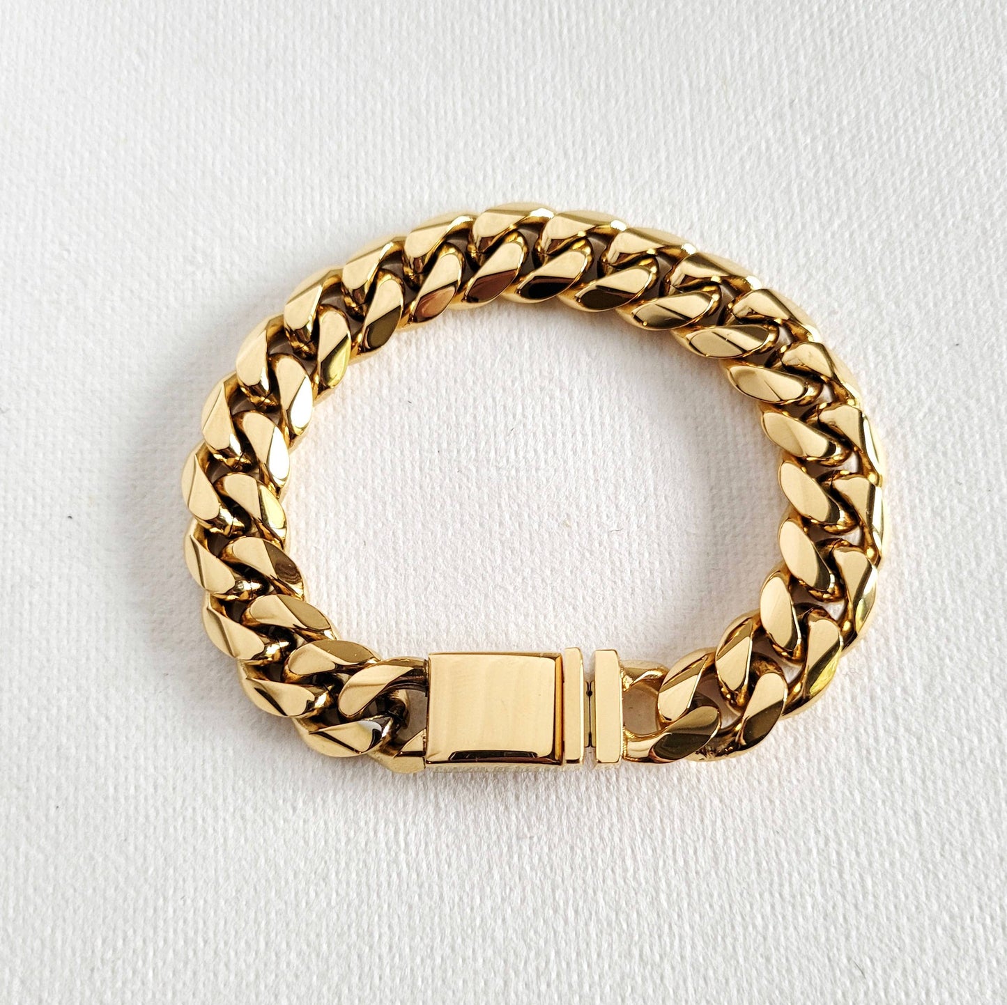 Gold plated chain link chunky woven chain bracelet bangle
