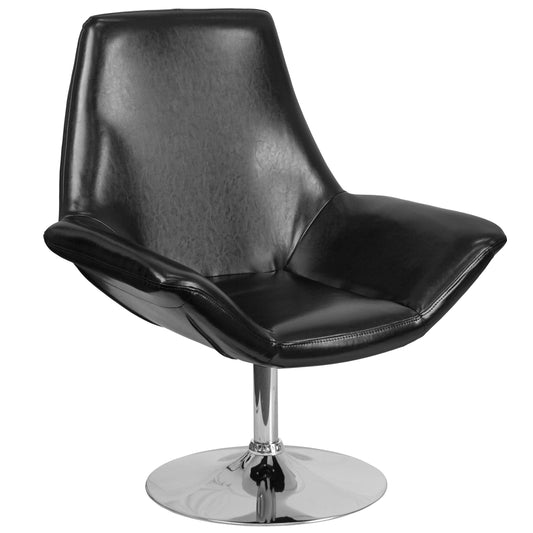 Black LeatherSoft Reception Chair with Open Arms