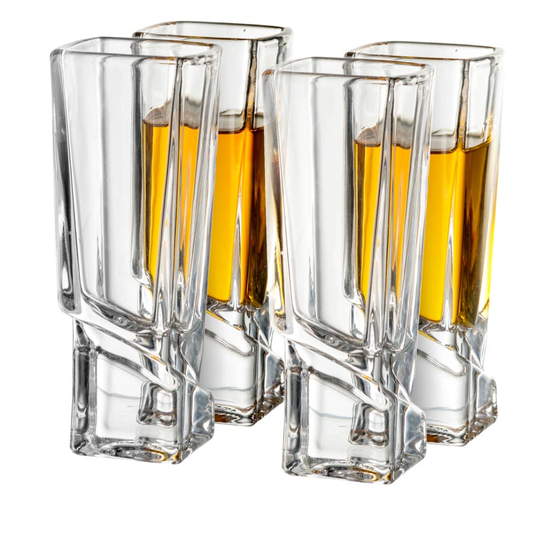 Carre Square Heavy Base Shot Glass, Set of 4