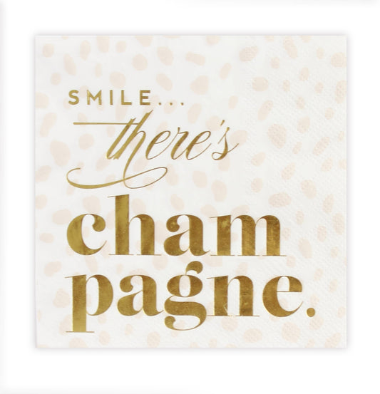 Smile There's Champagne, Spotted Cocktail Party Napkins