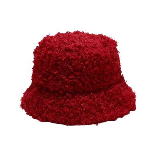 Jak & Fox - Faux Lambs Wool Bucket Hat in Cranberry