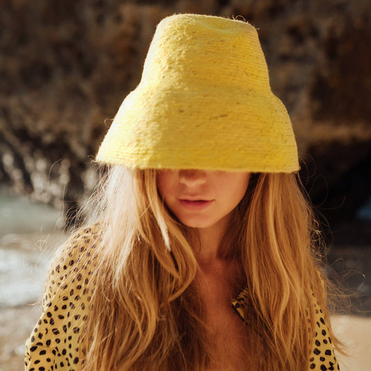 Naomi Jute Bucket Hat, in Yellow
