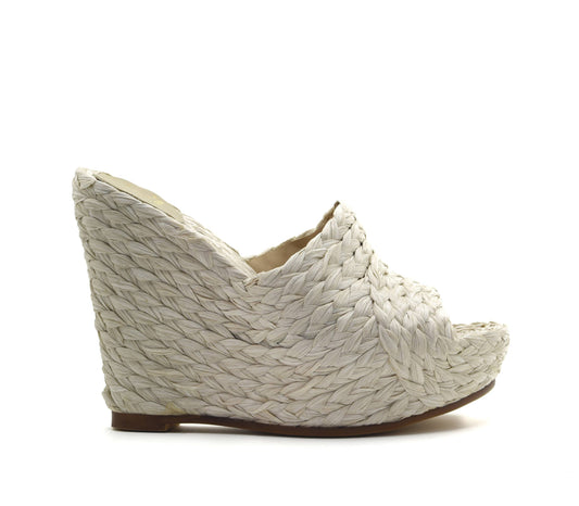 SS- KATE, cuña de rafia off white