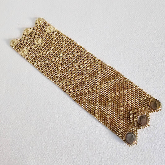 Bisjoux - Brass mesh woven beaded bracelet 3 styles handmade: Medium