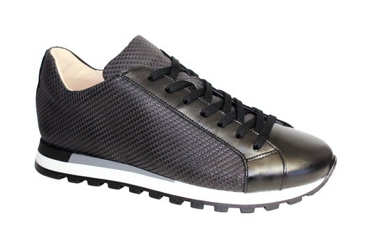 Emilio Franco black white grey perforated leather comfort sneaker