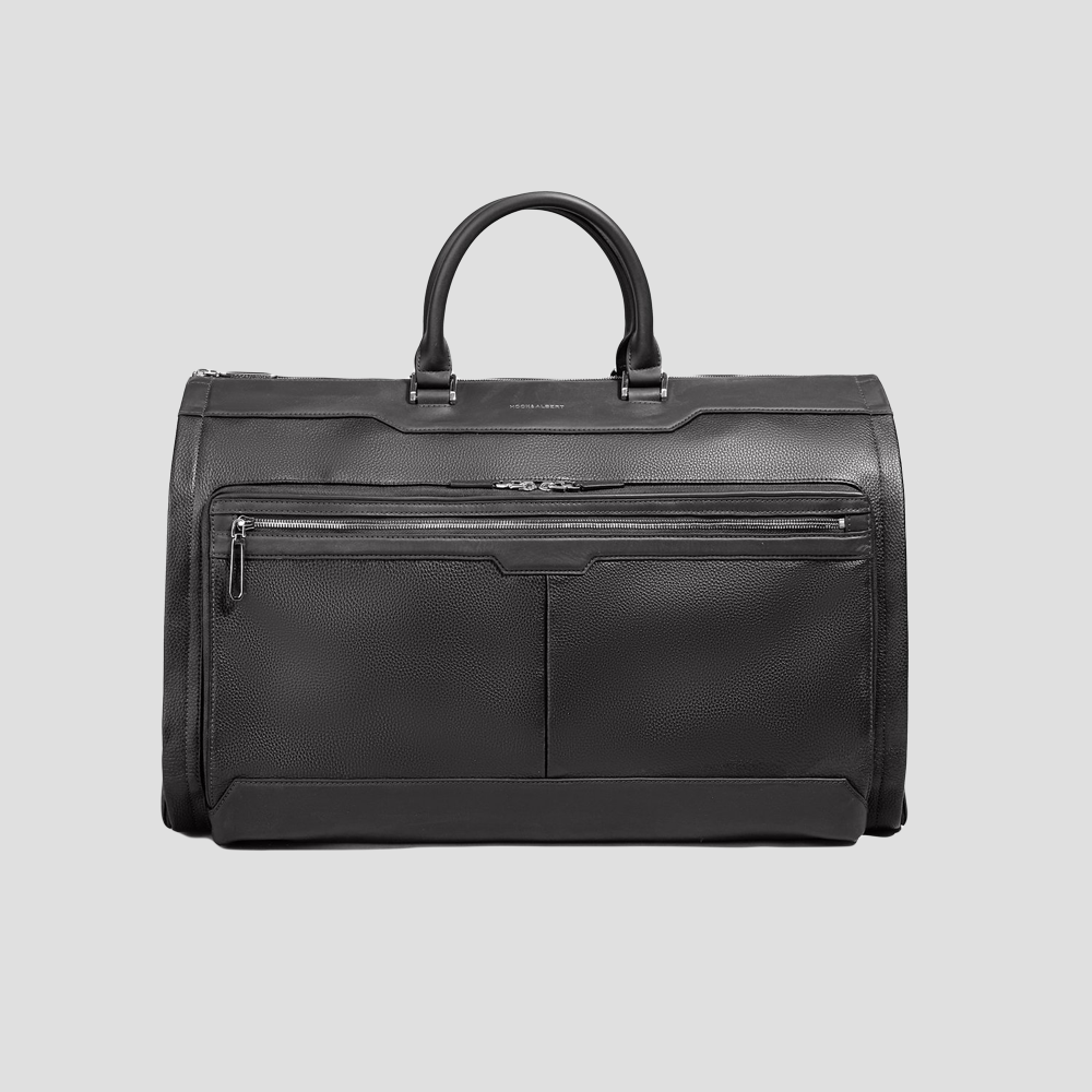 Black All Leather Garment Weekender Overnighter Bag Duffel Travel