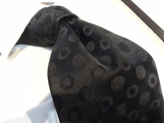 Italo Ferreti Italian Silk Tie Necktie Solid Black Lurex Sparkle Circle Dot Tuxedo Formal
