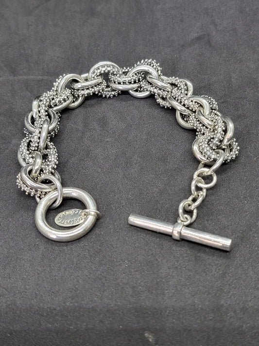 Custom Made Beaded Sterling Silver Bracelet 9"