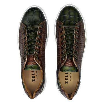 Zelli Sneaker Shoe Green Brown Perforated Leather