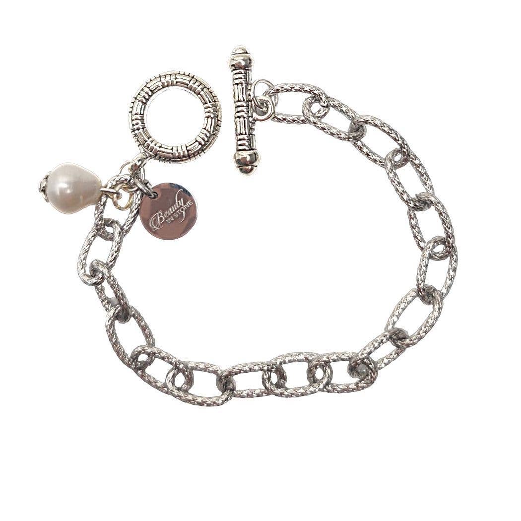 Beauty In Stone Jewelry - Stainless Steel Bracelet With Pearl
