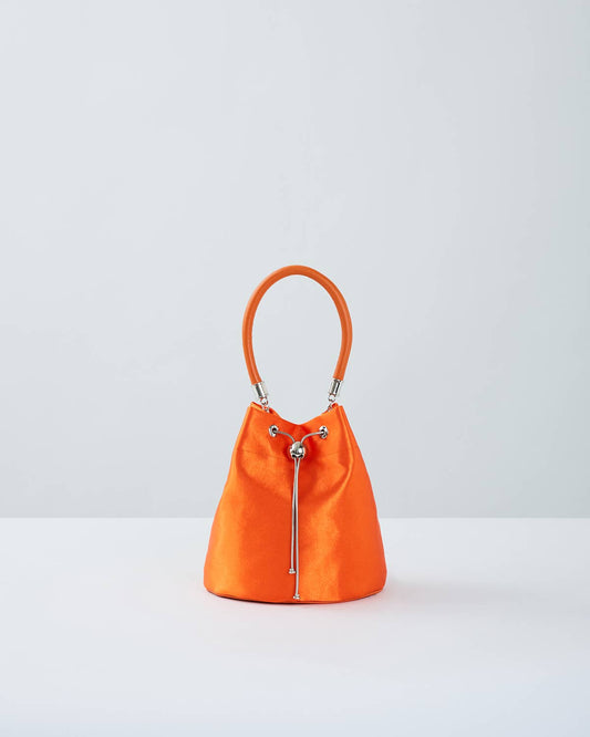 BORSA A MANO AURORA ORANGE SATIN POUCH BAG