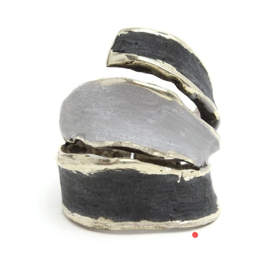 Sellen  gray and black enamel pver bronze Statement Ring