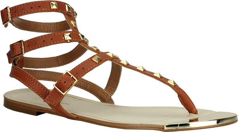 Bruno Menegatti - Studded Gladiator Leather Tan Sandals