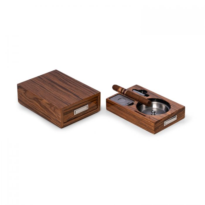 Cigar Ashtray/Cutter/Punch "Olive Wood" Color