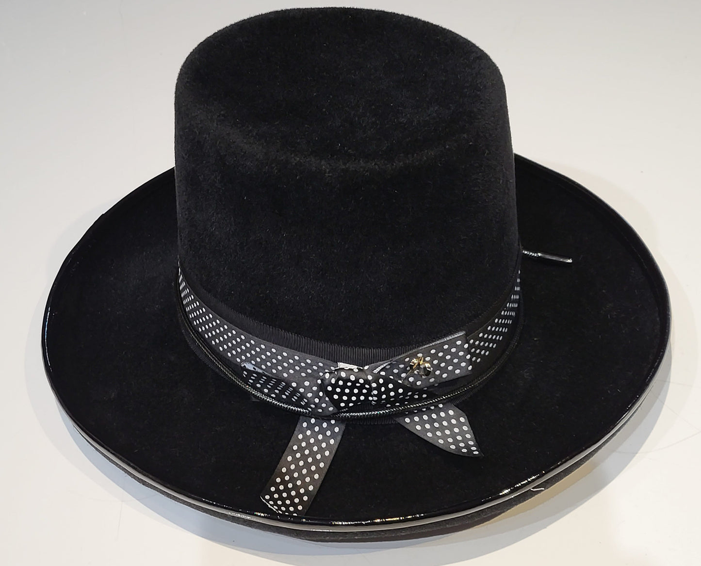 Black Felt Top Hat Felt Black Patent Leather Trim La Dolce Vita