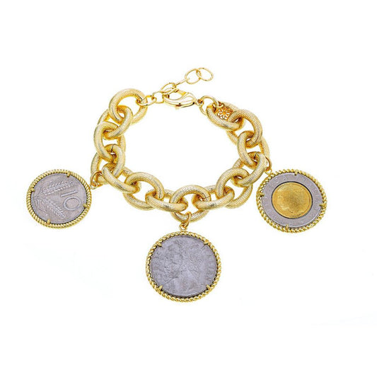 Christina Sabatini 3 Lira Coin Gold Antique Silver  Bracelet Madeline