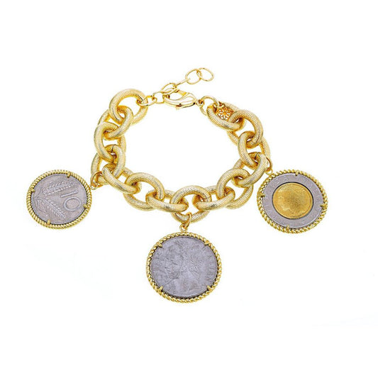 Christina Sabatini 3 Lira Coin Gold Antique Silver  Bracelet Madeline