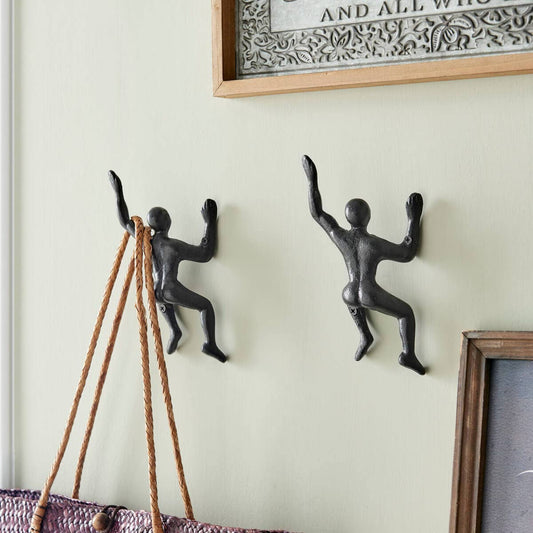 "Wall Climber" Cast Iron Decorative Black Wall Mount Hook