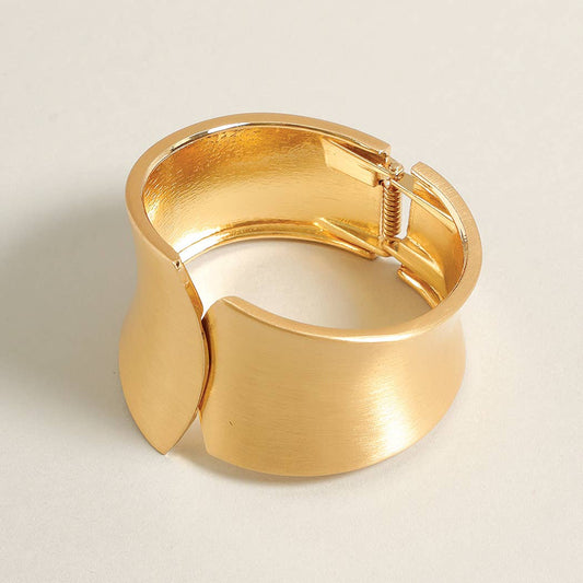 Fashion City - Matte Gold Hinged Cuff Statement Bracelet