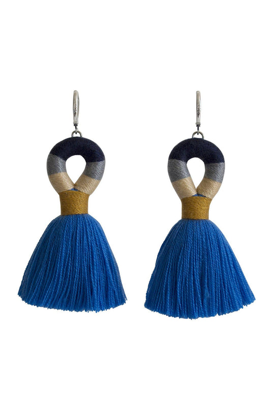 Thai Tassels Earrings Blue
