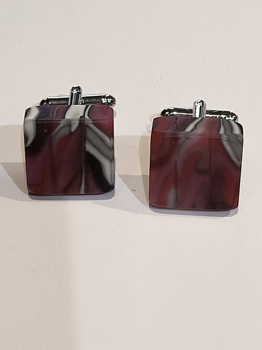 Bespoke Matte Glass Gray black pink Marble shirt Cufflinks