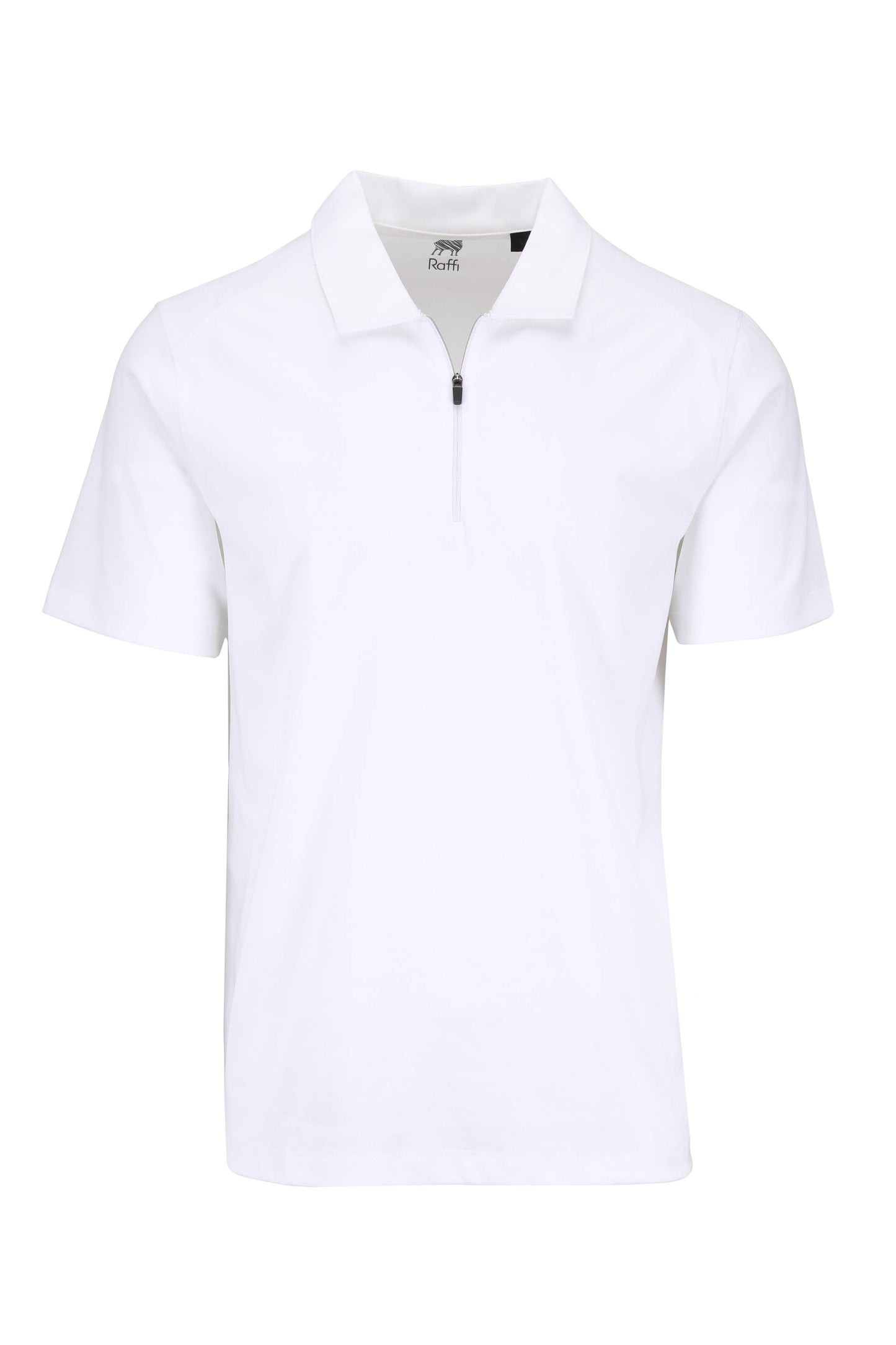 Raffi White Quarter-Zip Short Sleeve Polo